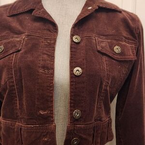 Miss Lili Cropped Brown Corduroy Jean Jacket Az M